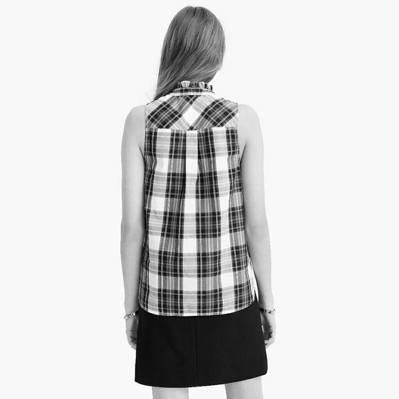 J. Crew tartan plaid ruffle neck blouse - Picture 5 of 6